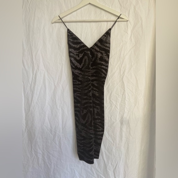 H&M black sequin zebra print dress Size Small - Picture 2 of 7